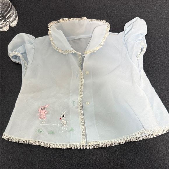 Light Blue Kids Shirt with Embroidered Design 60’s - Picture 1 of 1